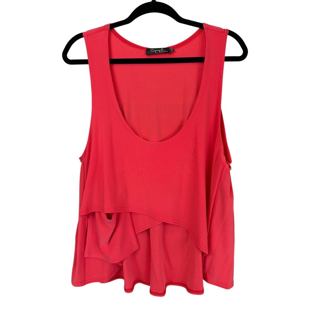 NWT Sympli Bright Pink Sleeveless High Low Ruffled Top Size 12 Made in Canada